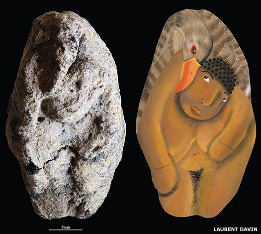 The woman and the goose clay figurine