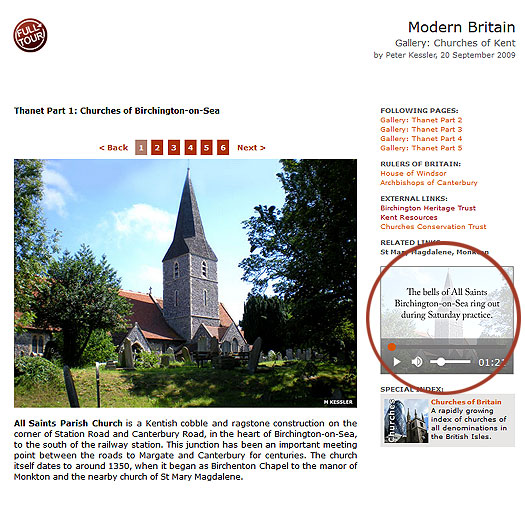 HTML audio player on a church gallery page