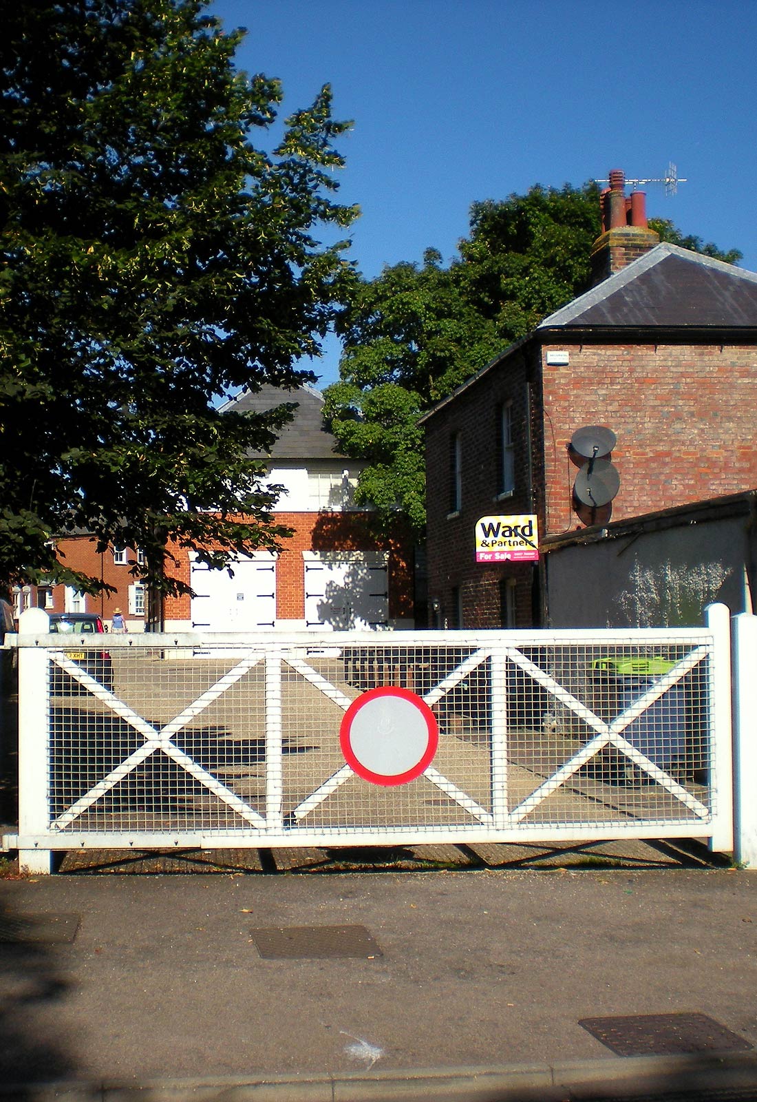 Level crossing gates at the original Canterbury terminus of the line to Whitstable, by P L Kessler